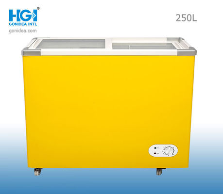 Καμμμένα Gonidea ψυγεία 250l θωρακικών ψυκτήρων γυαλιού άσπρος κίτρινος 8,8 κυβικών ποδιών
