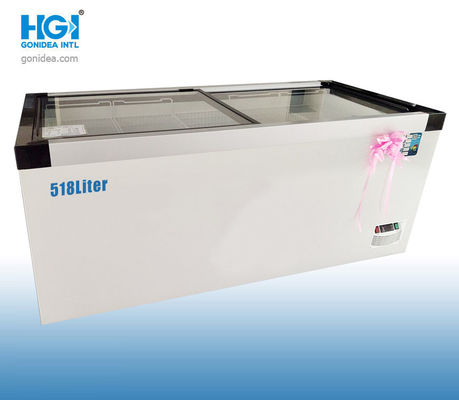 Υπεραγορών γλιστρώντας παγωτό 518 λίτρο 220V θωρακικών ψυκτήρων γυαλιού τοπ